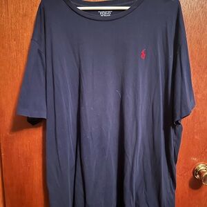 Polo by Ralph Lauren Men's Dark Blue Tee with Red Logo